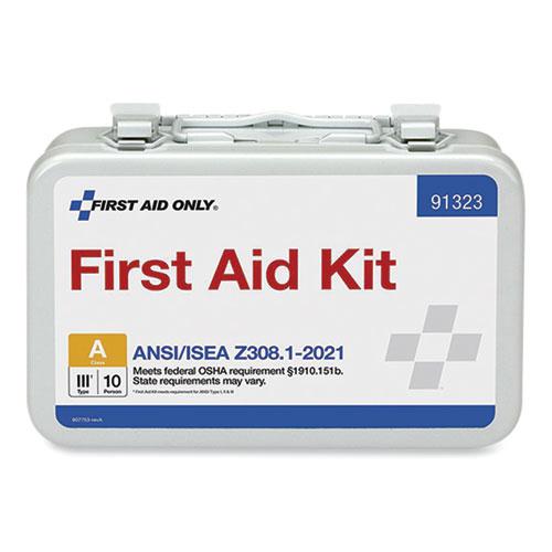 ANSI 2021 First Aid Kit for 10 People, 76 Pieces, Metal Case. Picture 1