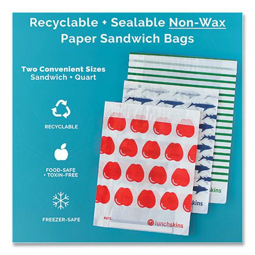 Peel and Seal Sandwich Bag with Closure Strip, 6.3 x 2 x 7.9, White with Blue Shark, 50/Box. Picture 5
