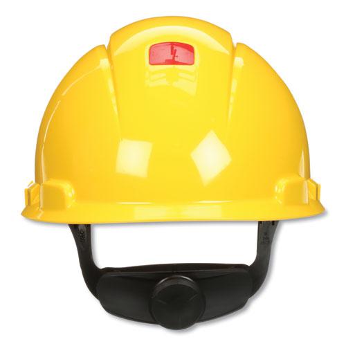 SecureFit Hard Hat with Uvicator, Four-Point Ratchet Suspension, Yellow. Picture 1