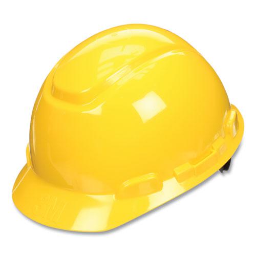 SecureFit Hard Hat with Uvicator, Four-Point Ratchet Suspension, Yellow. Picture 4