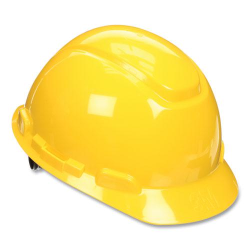 SecureFit Hard Hat with Uvicator, Four-Point Ratchet Suspension, Yellow. Picture 2