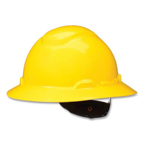 SecureFit Full Brim Hard Hat with Uvicator, Four-Point Ratchet Suspension, Yellow. Picture 2