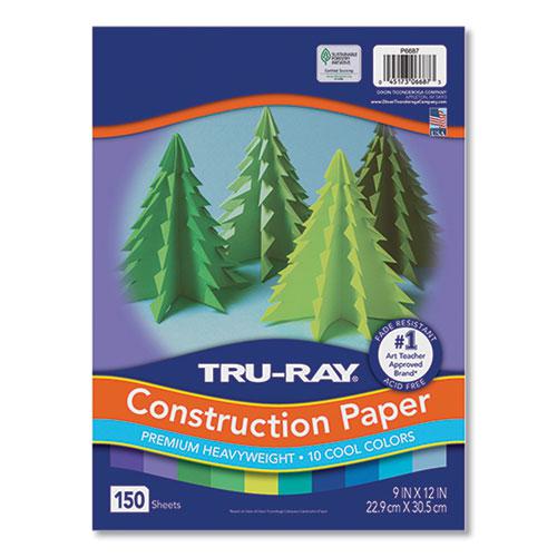 Tru-Ray Construction Paper, 76 lb Text Weight, 9 x 12, Cool Assorted Colors, 150/Pack. Picture 1