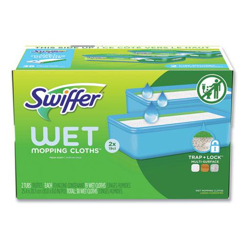 Sweeper TRAP + LOCK Wet Mop Cloth, 8 x 10, White, Open Window Scent, 38/Pack. Picture 1