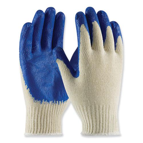 Seamless Knit Cotton/Polyester Gloves, Regular Grade, Medium, Natural/Blue, 12 Pairs. Picture 1