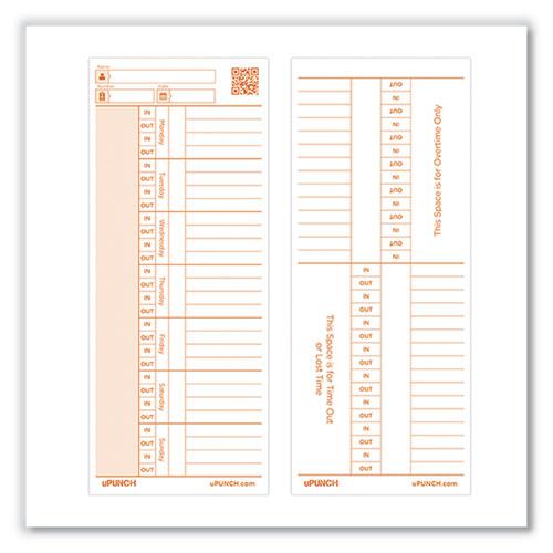Time Card for PK1100 Time Clock, Two Sides, 3.38 x 8.25, 100/Pack. Picture 2