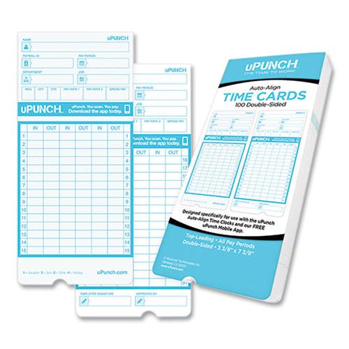 Pay-to-Punch Time Card for SB1200 Time Clock, Two Sides, 3.38 x 7.38, 100/Pack. Picture 1