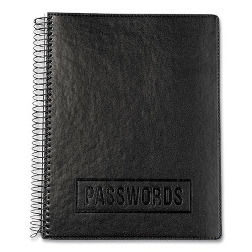 Executive Format Password Log Book, 576 Total Entries, 4 Entries/Page, Black Faux-Leather Cover, (72) 10 x 7.6 Sheets. Picture 1