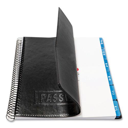 Executive Format Password Log Book, 576 Total Entries, 4 Entries/Page, Black Faux-Leather Cover, (72) 10 x 7.6 Sheets. Picture 3