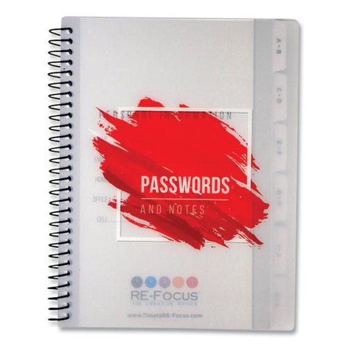 Pocket-Style Password Log Book, 480 Total Entries, 4 Entries/Page, White/Red Poly Cover, (60) 7 x 5.5 Sheets. Picture 1
