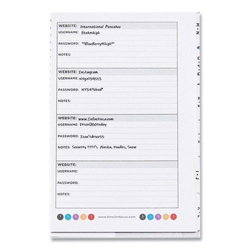 Pocket-Style Password Log Book, 480 Total Entries, 4 Entries/Page, White/Red Poly Cover, (60) 7 x 5.5 Sheets. Picture 2