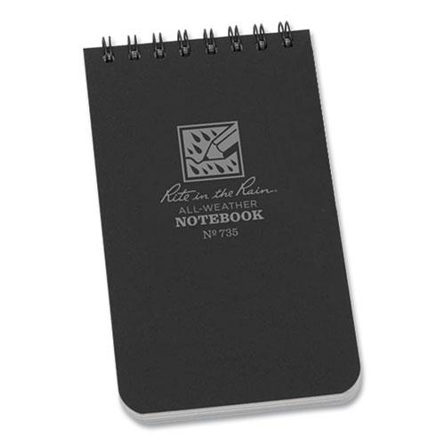 All-Weather Wire-O Notepad, Universal: Narrow Rule and Quadrille Rule, Black Cover, 50 White 3 x 5 Sheets. Picture 1
