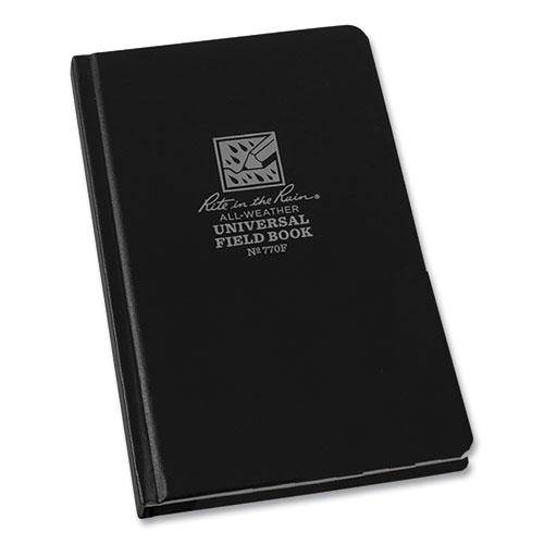 All-Weather Hardbound Notebook, Universal: Narrow Rule and Quadrille Rule, Black Cover, (80) 7.25 x 4.38 Sheets. Picture 1