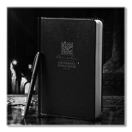 All-Weather Hardbound Notebook, Universal: Narrow Rule and Quadrille Rule, Black Cover, (80) 7.25 x 4.38 Sheets. Picture 6