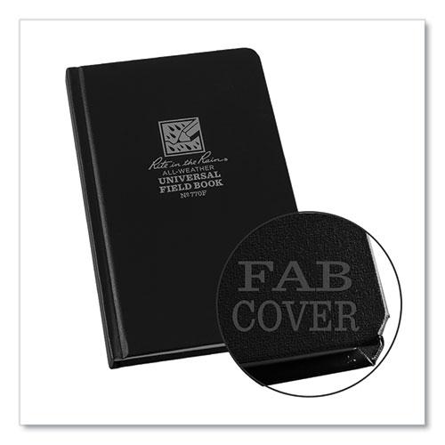 All-Weather Hardbound Notebook, Universal: Narrow Rule and Quadrille Rule, Black Cover, (80) 7.25 x 4.38 Sheets. Picture 4