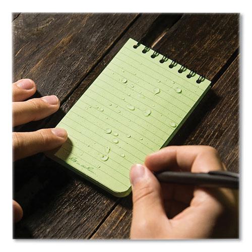 All-Weather Wire-O Notepad, Universal: Narrow Rule and Quadrille Rule, Dark Green Cover, 50 White 3 x 5 Sheets. Picture 3