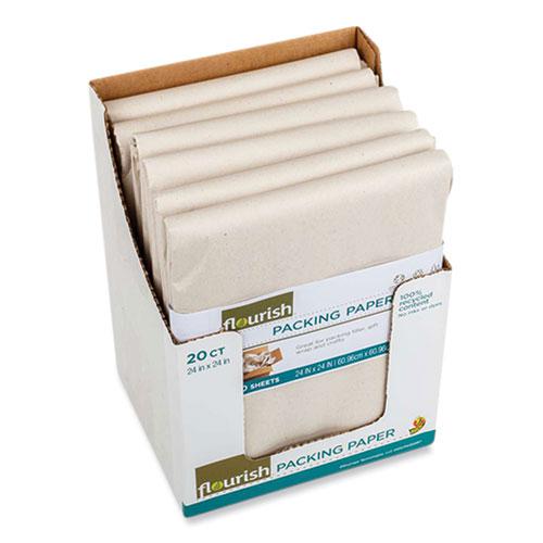100% Recycled Paper Packing Sheets, 24" x 24", Natural, 20/Pack. Picture 1