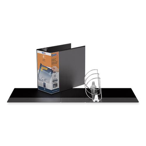 QuickFit D-Ring View Binder, 3 Rings, 6" Capacity, 11 x 8.5, Black. Picture 1