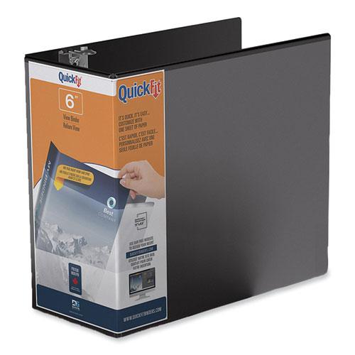 QuickFit D-Ring View Binder, 3 Rings, 6" Capacity, 11 x 8.5, Black. Picture 2