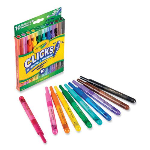 Super Clicks Retractable Markers, Assorted Bullet Tip Sizes, Assorted Colors, 10/Pack. Picture 1