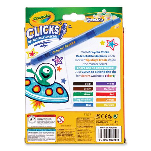 Super Clicks Retractable Markers, Assorted Bullet Tip Sizes, Assorted Colors, 10/Pack. Picture 6