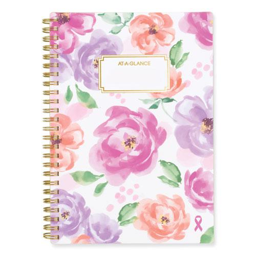 Badge Floral Weekly/Monthly Planner, Floral Artwork, 8.5 x 6.38, White/Multicolor Cover, 13-Month (Jan to Jan): 2024 to 2025. Picture 4