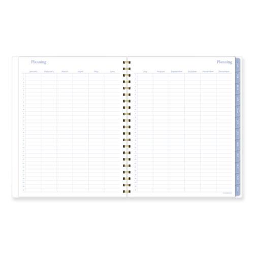 Elena Weekly/Monthly Planner, Palm Leaves Artwork, 11 x 9.25, Blue/White Cover, 12-Month (Jan to Dec): 2024. Picture 3