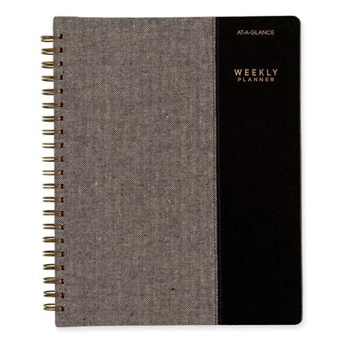 Signature Collection Black/Gray Felt Weekly/Monthly Planner, 11.25 x 9.5, Black/Gray Cover, 13-Month (Jan to Jan): 2024-2025. Picture 2