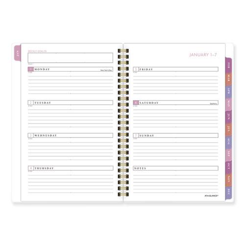 Badge Floral Weekly/Monthly Planner, Floral Artwork, 8.5 x 6.38, White/Multicolor Cover, 13-Month (Jan to Jan): 2024 to 2025. Picture 6