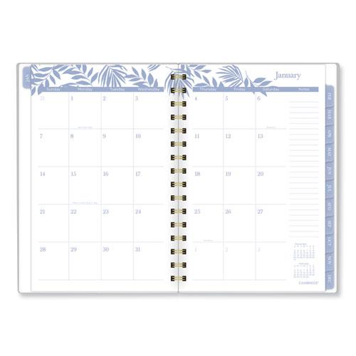 Elena Weekly/Monthly Planner, Palm Leaves Artwork, 8.5 x 6.38, Blue/White Cover, 12-Month (Jan to Dec): 2024. Picture 5