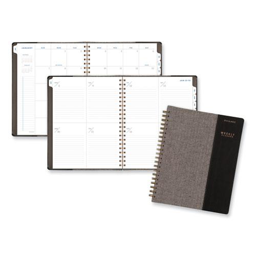 Signature Collection Black/Gray Felt Weekly/Monthly Planner, 11.25 x 9.5, Black/Gray Cover, 13-Month (Jan to Jan): 2024-2025. Picture 1