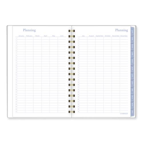 Elena Weekly/Monthly Planner, Palm Leaves Artwork, 8.5 x 6.38, Blue/White Cover, 12-Month (Jan to Dec): 2024. Picture 8