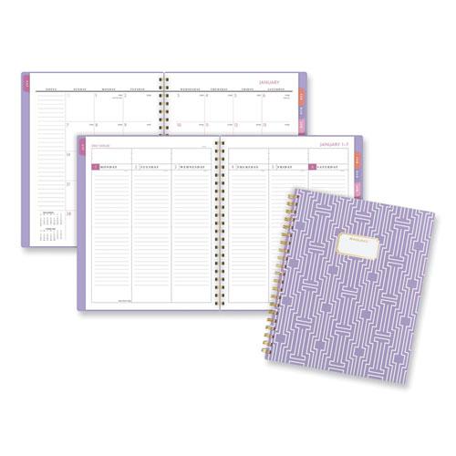 Badge Geo Weekly/Monthly Planner, Geometric Artwork, 11 x 9.25, Purple/White/Gold Cover, 13-Month (Jan to Jan): 2024 to 2025. Picture 1