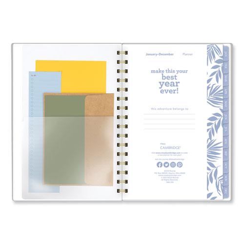 Elena Weekly/Monthly Planner, Palm Leaves Artwork, 8.5 x 6.38, Blue/White Cover, 12-Month (Jan to Dec): 2024. Picture 9