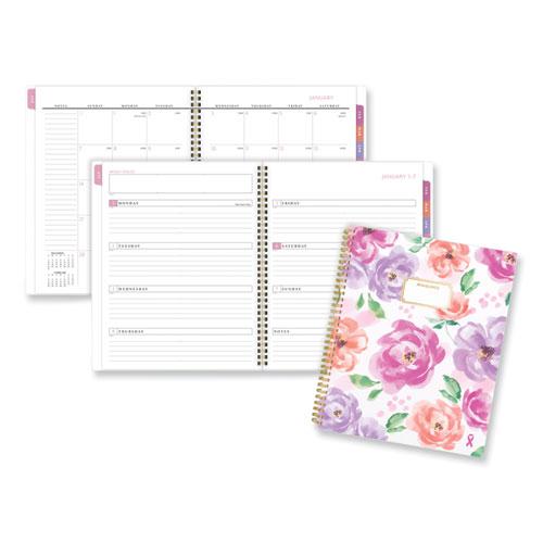 Badge Floral Weekly/Monthly Planner, Floral Artwork, 11 x 9.2, White/Multicolor Cover, 13-Month (Jan to Jan): 2024 to 2025. Picture 1