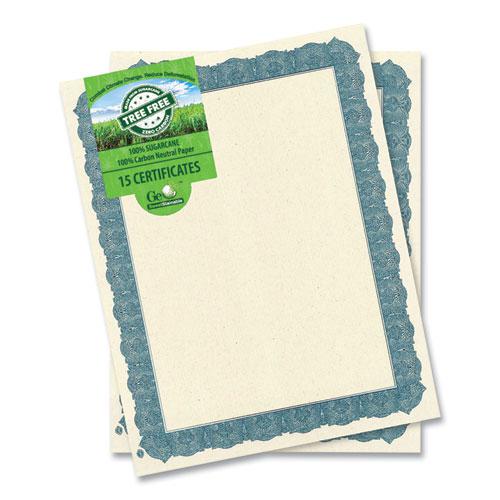 Award Certificates, 8.5 x 11, Natural with Blue Braided Border, 15/Pack. Picture 1