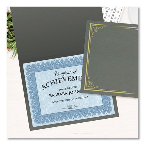 Certificate/Document Cover, 9.75" x 12.5", Gray With Gold Foil, 5/Pack. Picture 4