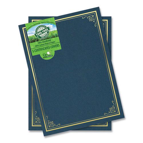 Certificate/Document Cover, 9.75' x 12.5", Navy With Gold Foil, 5/Pack. Picture 1