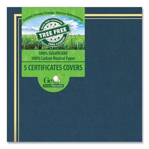 Certificate/Document Cover, 9.75' x 12.5", Navy With Gold Foil, 5/Pack. Picture 4