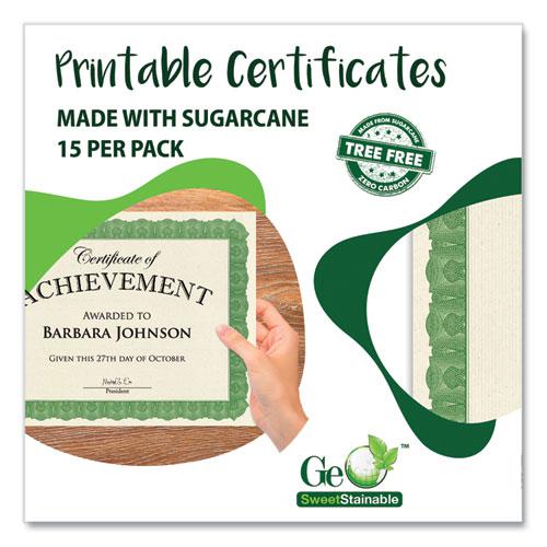 Award Certificates, 8.5 x 11, Natural with Green Braided Border, 15/Pack. Picture 2