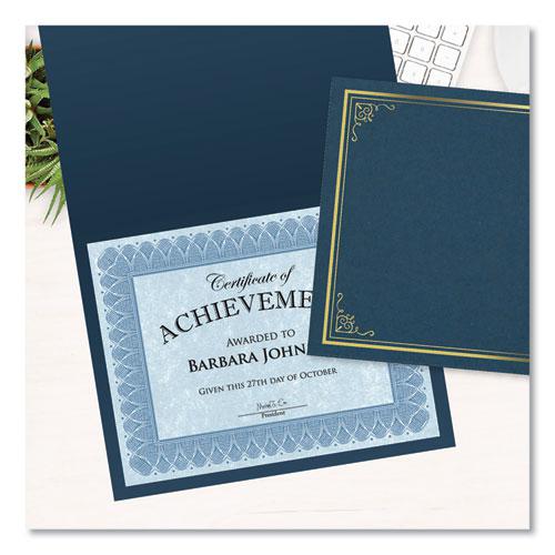Certificate/Document Cover, 9.75' x 12.5", Navy With Gold Foil, 5/Pack. Picture 3
