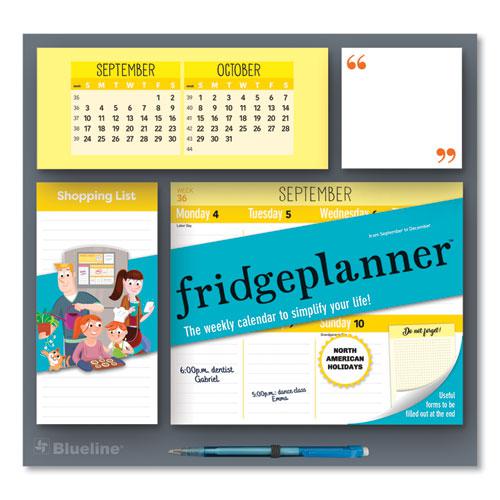 Fridge Planner Magnetized Weekly Calendar with Pads + Pencil, 12 x 12.5, White/Yellow Sheets, 16-Month (Sept-Dec): 2024-2025. Picture 1