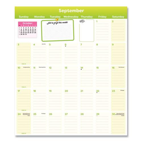 Fridge Planner Magnetized Monthly Calendar with Pads + Pencil, 14 x 13.5, Yellow/Green Sheets, 16-Month (Sept-Dec): 2024-2025. Picture 4