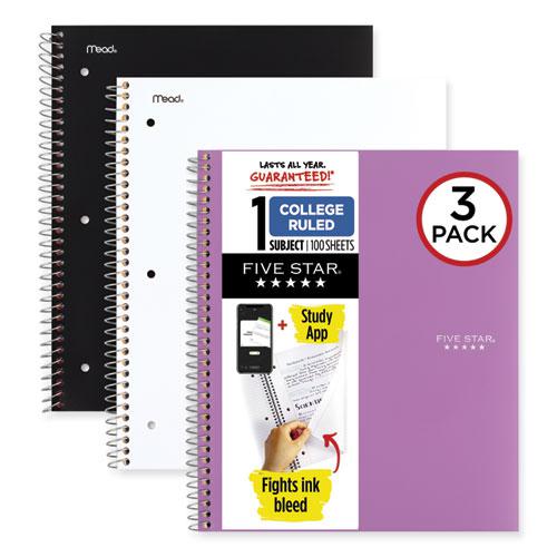 Wirebound Notebook with Two Pockets, 1-Subject, Medium/College Rule, Assorted Cover Color, (100) 11 x 8.5 Sheets, 3/Pack. Picture 1