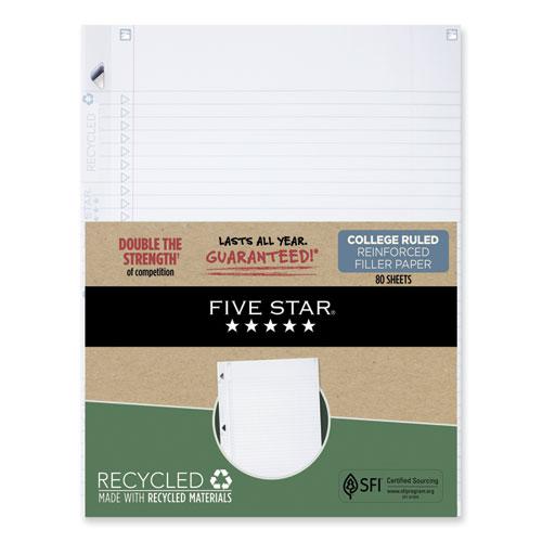 Reinforced Filler Paper Plus Study App, 3-Hole, 8.5 x 11, College Rule, 80/Pack. Picture 1
