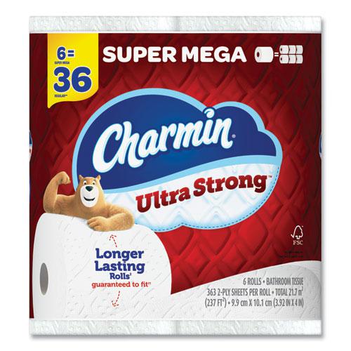 Ultra Strong Bathroom Tissue, Super Mega Rolls, Septic Safe, 2-Ply, White, 363 Sheet Roll, 6 Rolls/Pack, 3 Packs/Carton. Picture 1