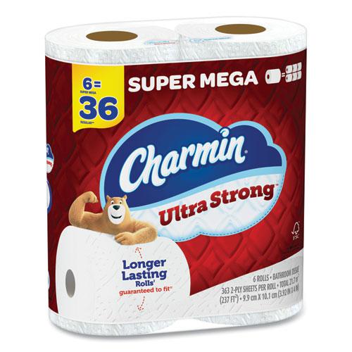 Ultra Strong Bathroom Tissue, Super Mega Rolls, Septic Safe, 2-Ply, White, 363 Sheet Roll, 6 Rolls/Pack, 3 Packs/Carton. Picture 4