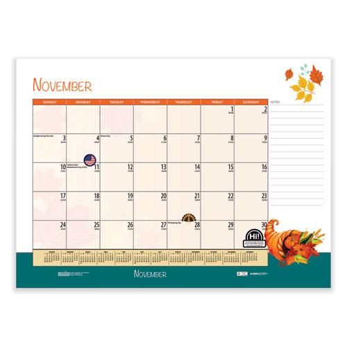 Recycled Desk Pad Calendar, Illustrated Seasons Artwork, 22 x 17, Black Binding/Corners,12-Month (Jan to Dec): 2024. Picture 5