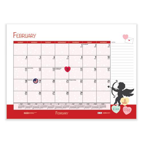 Recycled Desk Pad Calendar, Illustrated Seasons Artwork, 22 x 17, Black Binding/Corners,12-Month (Jan to Dec): 2024. Picture 6