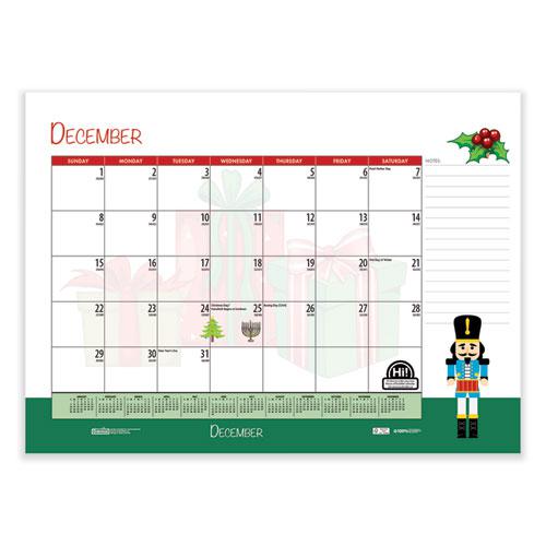 Recycled Desk Pad Calendar, Illustrated Seasons Artwork, 22 x 17, Black Binding/Corners,12-Month (Jan to Dec): 2024. Picture 7